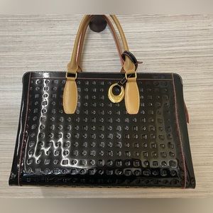 Arcadia Patent Genuine Leather Black Satchel Bag